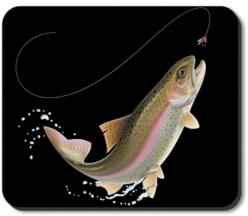 Art Plates Thick Neoprene Mouse Pad with High-Resolution Leaping Rainbow Trout Print, Smooth Black Polyester Surface, 9.25 x 7.75 inches - Works with Optical or Ball Mouse, Made in USA